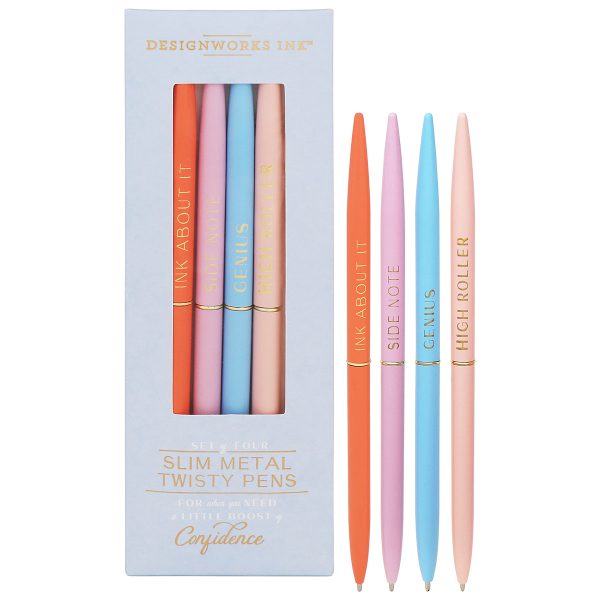 Slim Metal Twisty Pen ‘Confidence’ Set of 4