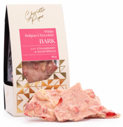 Chocolate Bark – White Chocolate with Strawberry & Shortbread